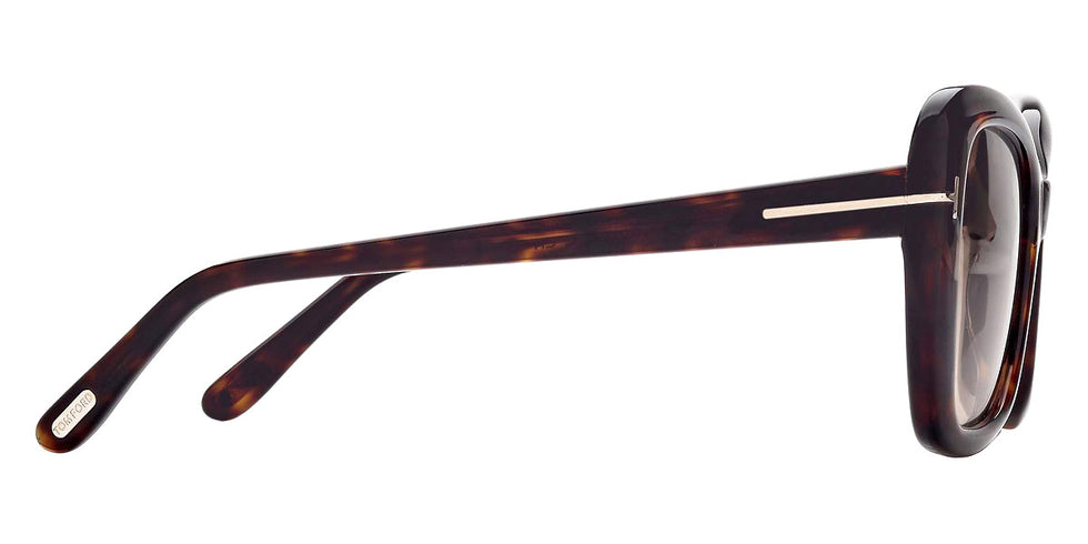 Tom Ford® FT1008 Maeve FT1008 Maeve 52F 55 - 52F - Shiny Dark Havana, t" Logo / Gradient Brown Lenses" Sunglasses