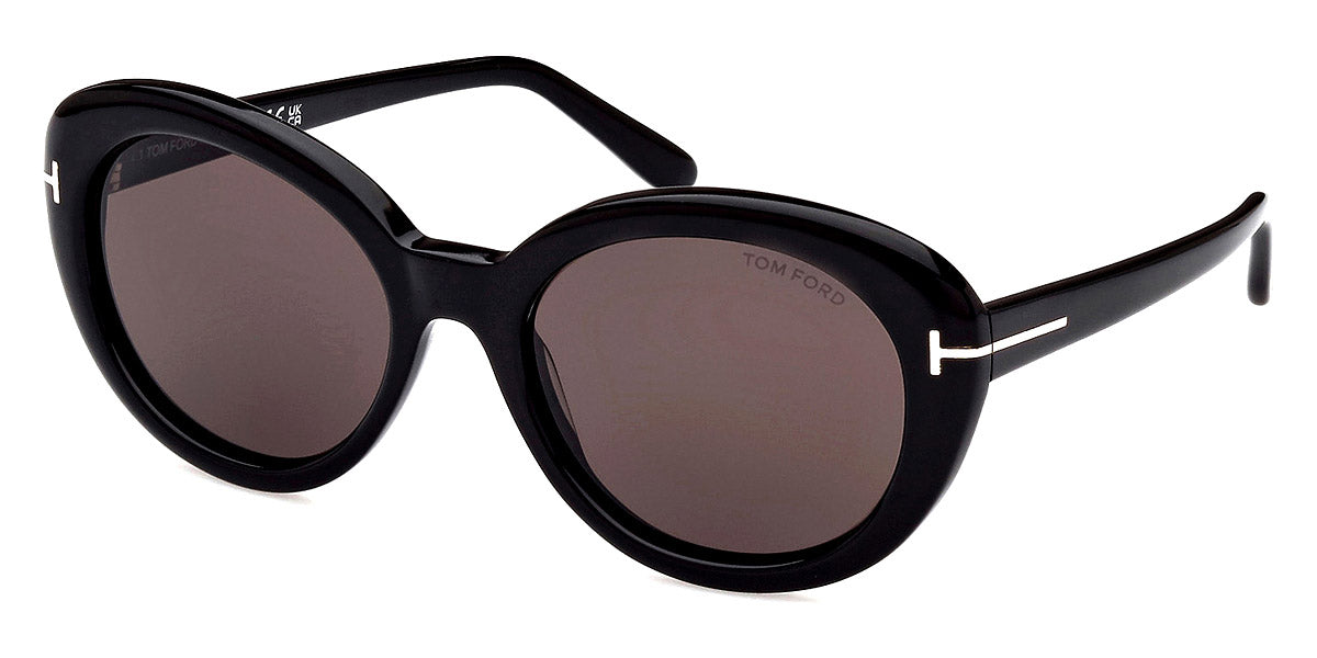 Tom Ford® FT1009 Lily-02 FT1009 Lily-02 01A 55 - 01A - Shiny Black, t" Logo / Smoke Lenses" Sunglasses