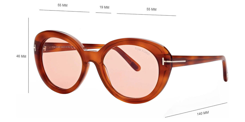 Tom Ford® FT1009 Lily-02 FT1009 Lily-02 53Y 55 - 53Y - Shiny Blonde Havana, t" Logo / Photochromic Pink Lenses" Sunglasses