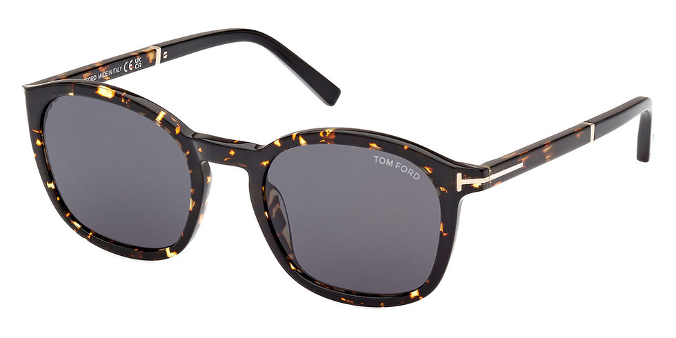 Tom Ford® FT1020 Jayson FT1020 Jayson 52A 52 - 52A - Shiny Dark Havana And Black, t" Logo / Smoke Lenses" Sunglasses