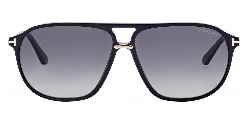 Tom Ford® FT1026 Bruce FT1026 Bruce 01D 61 - 01D - Shiny Black, t" Logo / Polarized Smoke Lenses" Sunglasses