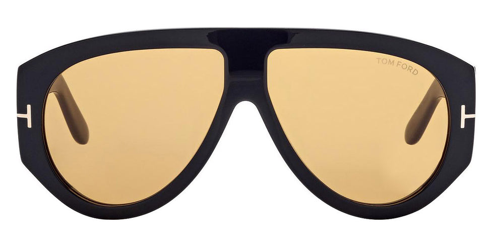Tom Ford® FT1044 Bronson FT1044 Bronson 01E 60 - 01E - Shiny Black, t" Logo / Yellow Lenses" Sunglasses