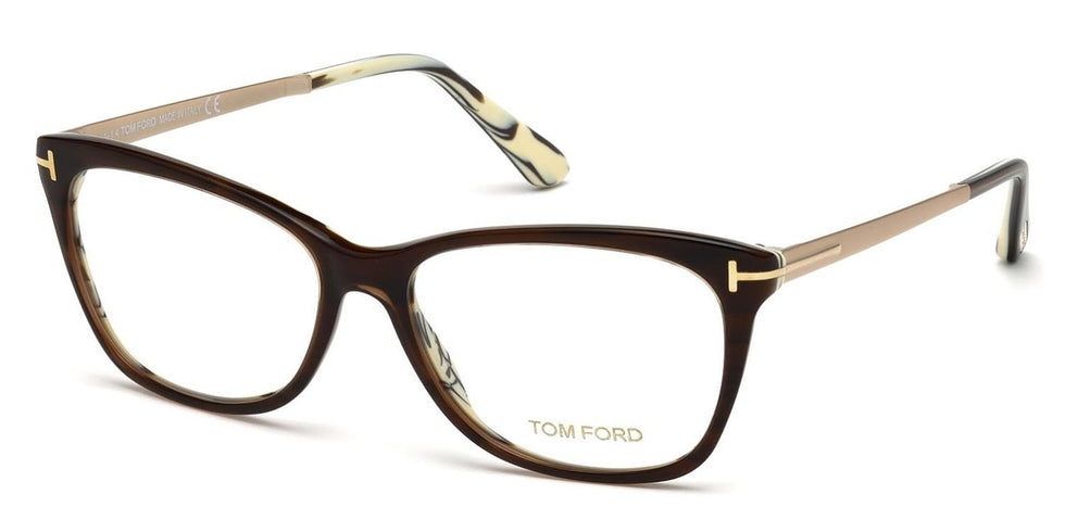 Tom Ford® FT5353 FT5353 001 54 - 001 - Shiny Black, Shiny Brushed Rose Gold Eyeglasses