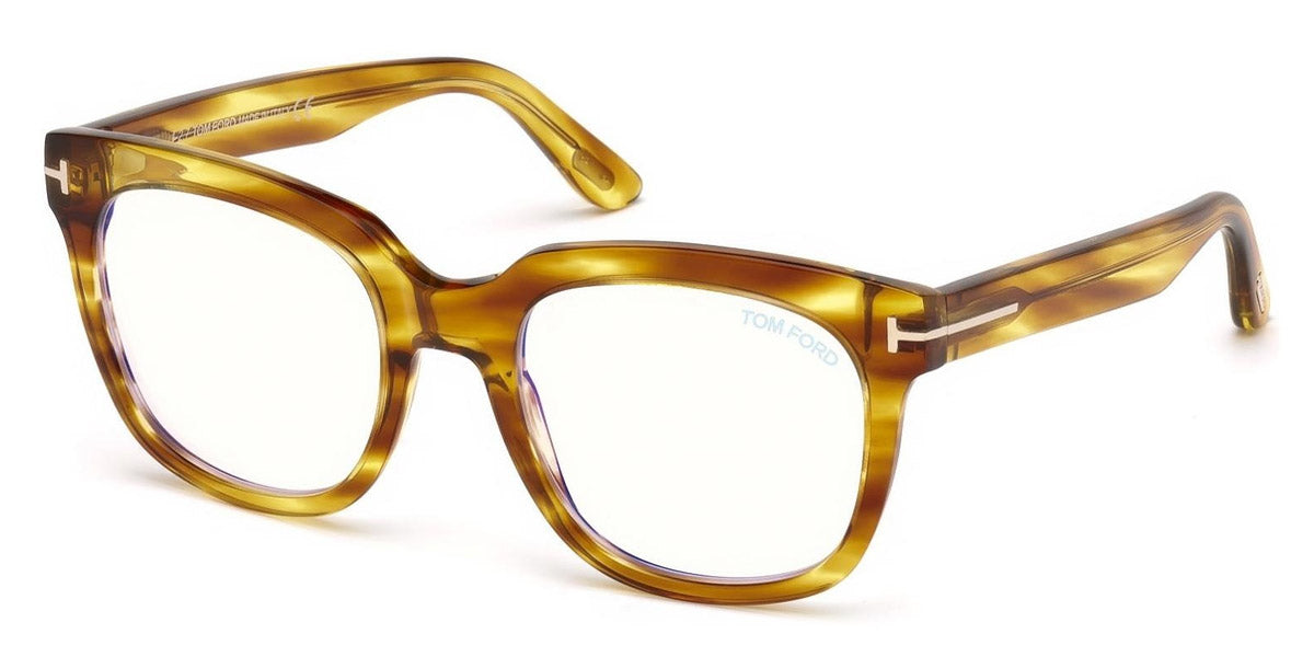 Tom Ford® FT5537-B FT5537-B 045 52 - Shiny Striped Light Brown/Blue Eyeglasses