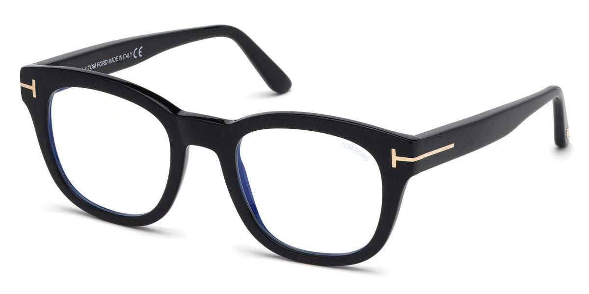 Tom Ford® FT5542-B FT5542-B 001 50 - 001 - Shiny Black, Shiny Rose Gold t" Logo / Blue Block Lenses" Eyeglasses