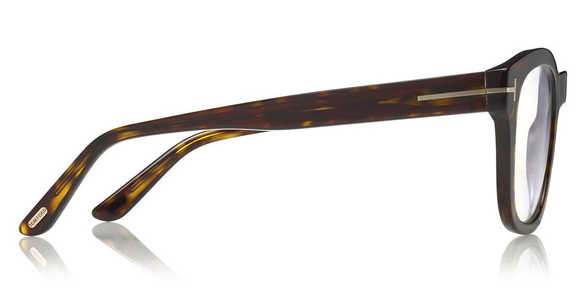 Tom Ford® FT5542-B FT5542-B 052 50 - 052 - Shiny Dark Havana, Shiny Rose Gold t" Logo / Blue Block Lenses" Eyeglasses