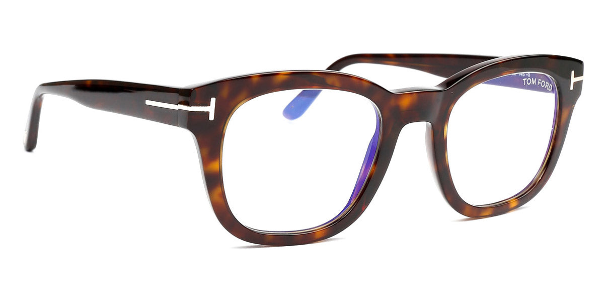 Tom Ford® FT5542-B FT5542-B 052 50 - 052 - Shiny Dark Havana, Shiny Rose Gold t" Logo / Blue Block Lenses" Eyeglasses