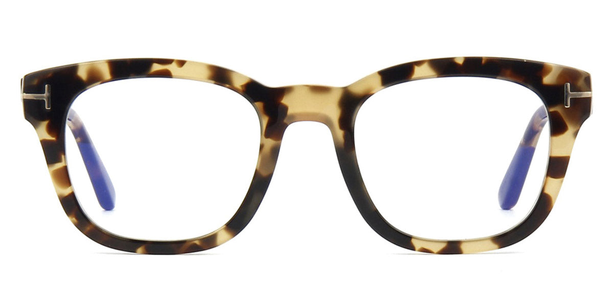 Tom Ford® FT5542-B FT5542-B 056 50 - 056 - Shiny Vintage Havana, Shiny Rose Gold t" Logo / Blue Block Lenses" Eyeglasses