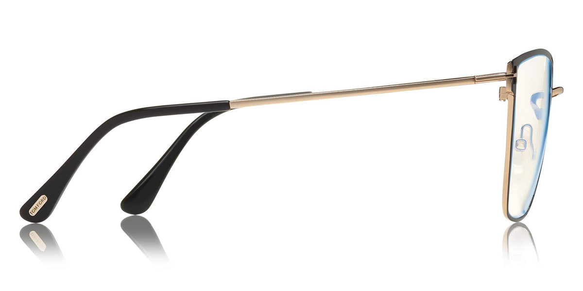 Tom Ford® FT5574-B FT5574-B 001 55 - 001 - Black Enamel Front, Shiny Rose Gold, Black Tips/ Blue Block Lenses Eyeglasses