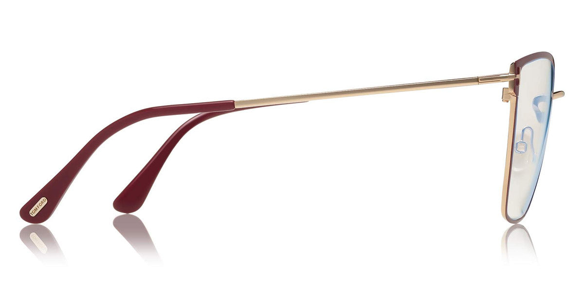 Tom Ford® FT5574-B FT5574-B 069 55 - 069 - Red Enamel, Shiny Rose Gold, Red Tips/ Blue Block Lenses Eyeglasses
