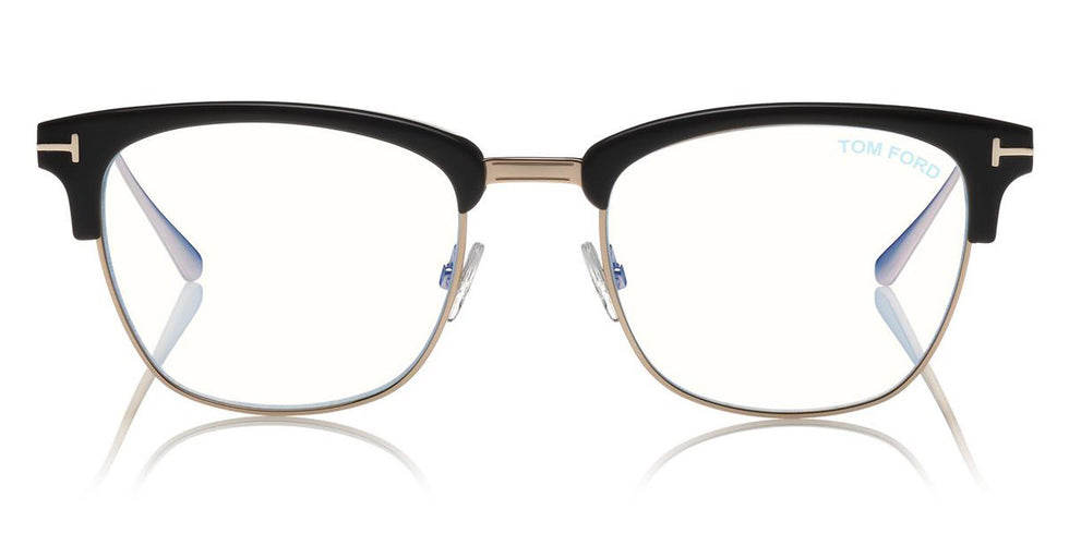 Tom Ford® FT5590-F-B FT5590-F-B 001 52 - 001 - Shiny Black, Shiny Rose Gold/ Blue Block Lenses Eyeglasses