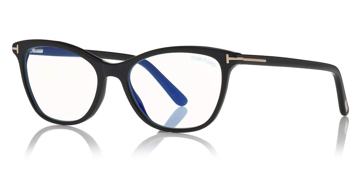 Tom Ford® FT5636-B FT5636-B 001 52 - 001 - Shiny Black, Rose Gold/ Blue Block Lenses Eyeglasses