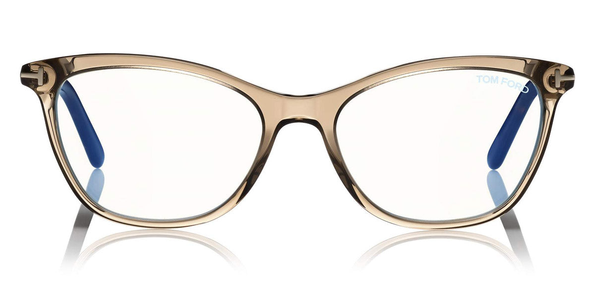 Tom Ford® FT5636-B FT5636-B 045 52 - 045 - Shiny Transp. Brown, Shiny Dark Havana, Rose Gold / Blue Block Lenses Eyeglasses