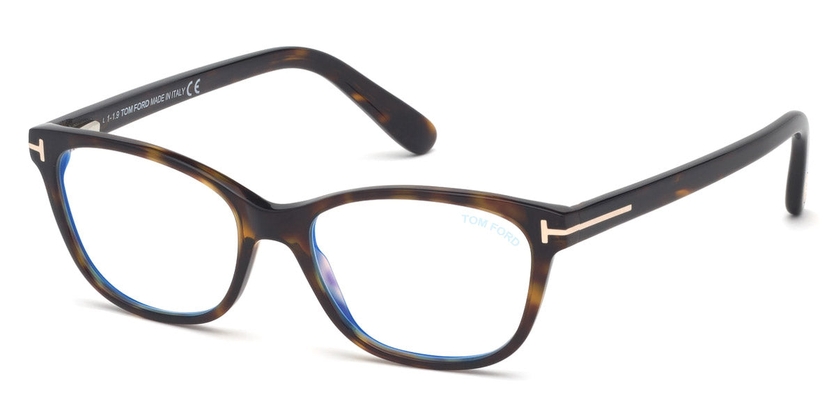 Tom Ford® FT5638-B FT5638-B 055 50 - 055 - Shiny Vintage Pink Havana, Rose Gold/ Blue Block Lenses Eyeglasses