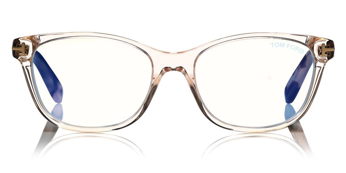 Tom Ford® FT5638-B FT5638-B 072 50 - 072 - Shiny Transp. Pink, Vintage Pink Havana, Rose Gold/ Blue Block Lenses Eyeglasses