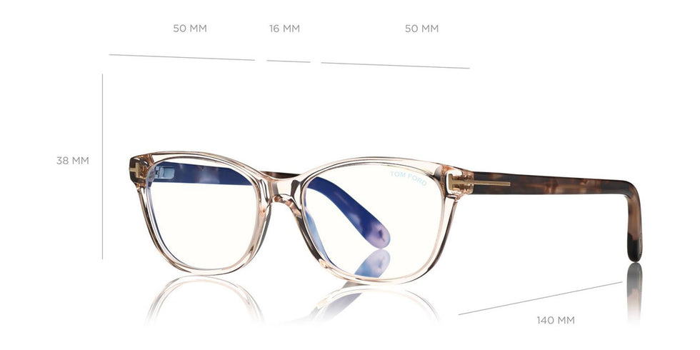 Tom Ford® FT5638-B FT5638-B 001 50 - 001 - Shiny Black, Rose Gold/ Blue Block Lenses Eyeglasses