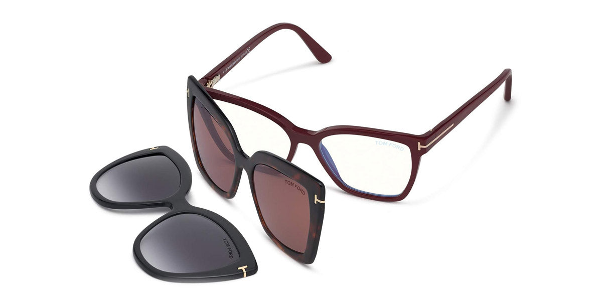 Tom Ford® FT5641-B FT5641-B 075 53 - 075 - Fuchsia, Blue Block/ Clips: Red Havana & L. Brown, Black & Grad. Smoke Eyeglasses