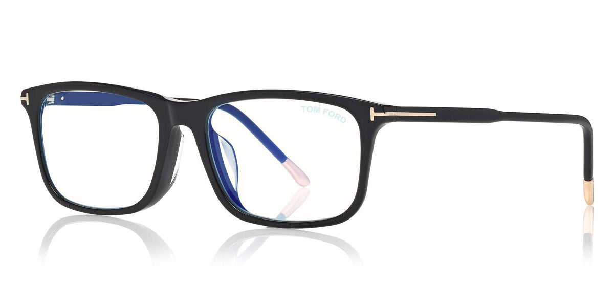 Tom Ford® FT5646-D-B FT5646-D-B 053 57 - 053 - Shiny Classic Havana W. Shiny Rose Gold Temple Tips/ Blue Block Lenses Eyeglasses