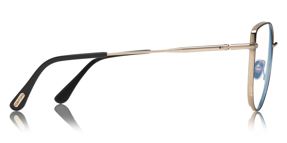 Tom Ford® FT5667-B FT5667-B 005 55 - 005 - Shiny Black Enamel Front, Rose Gold, Black Tips/ Blue Block Lenses Eyeglasses