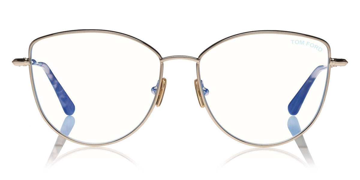 Tom Ford® FT5667-B FT5667-B 028 55 - 028 - Shiny Rose Gold, Vintage Rose Havana Tips/ Blue Block Lenses Eyeglasses