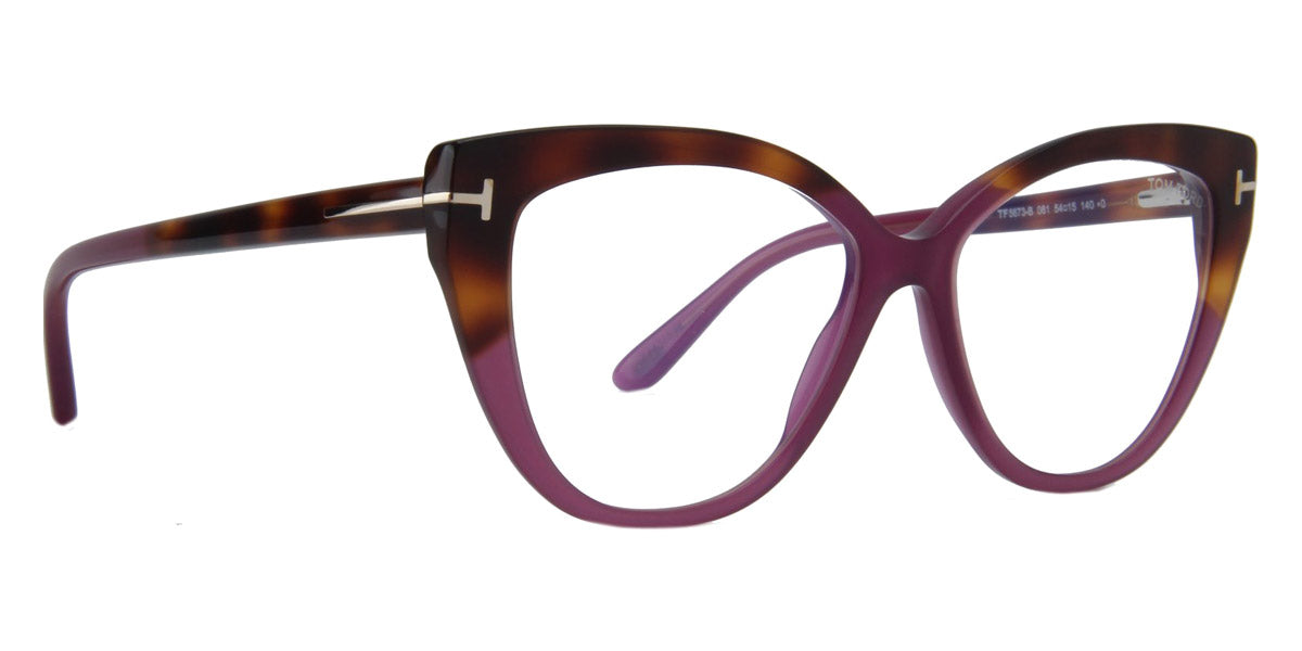 Tom Ford® FT5673-B FT5673-B 081 54 - 081 - Milky Purple, Blonde Havana-To-Milky Purple Temples/ Blue Block Lenses Eyeglasses