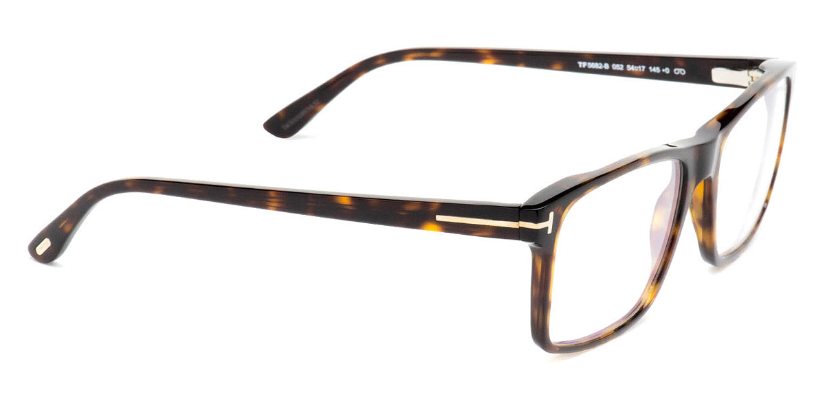 Tom Ford® FT5682-B FT5682-B 052 54 - 052 - Shiny Classic Dark Havana/ Blue Block Lenses W. Roviex Clip On Lenses Eyeglasses