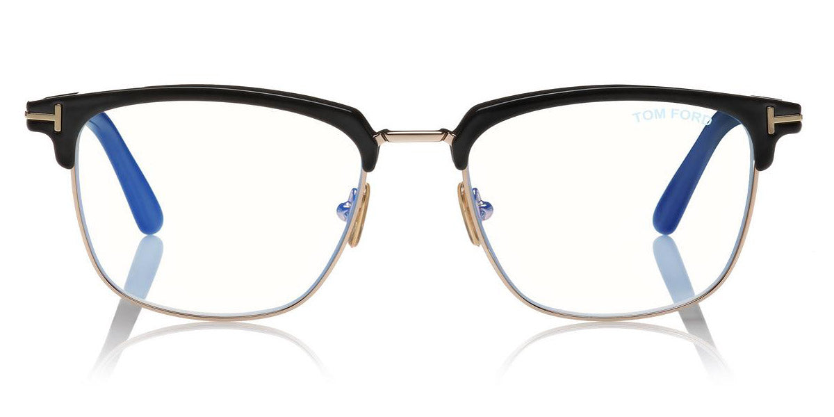 Tom Ford® FT5683-B FT5683-B 001 54 - 001 - Shiny Black/ Blue Block Lenses W. Smoke Clip On Lenses Eyeglasses