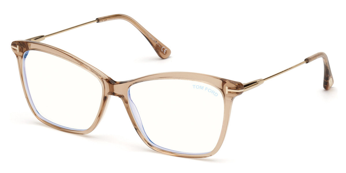 Tom Ford® FT5687-B FT5687-B 045 56 - 045 - Shiny Rose Champagne, Shiny Rose Gold / Blue Block Lenses Eyeglasses