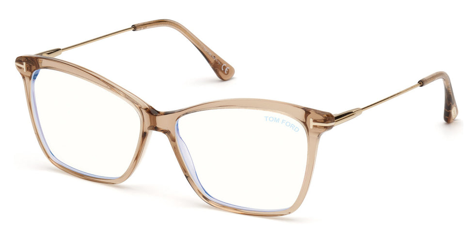 Tom Ford® FT5687-B FT5687-B 045 56 - 045 - Shiny Rose Champagne, Shiny Rose Gold / Blue Block Lenses Eyeglasses