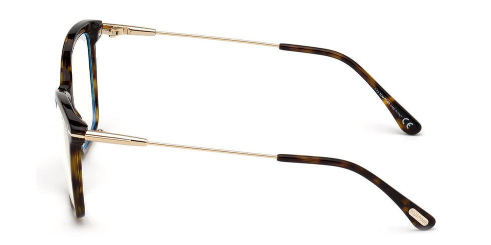 Tom Ford® FT5687-B FT5687-B 052 56 - 052 - Shiny Classic Dark Havana, Shiny Rose Gold / Blue Block Lenses Eyeglasses