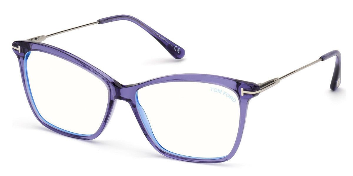 Tom Ford® FT5687-B FT5687-B 081 56 - 081 - Shiny Transparent Purple, Shiny Palladium / Blue Block Lenses Eyeglasses