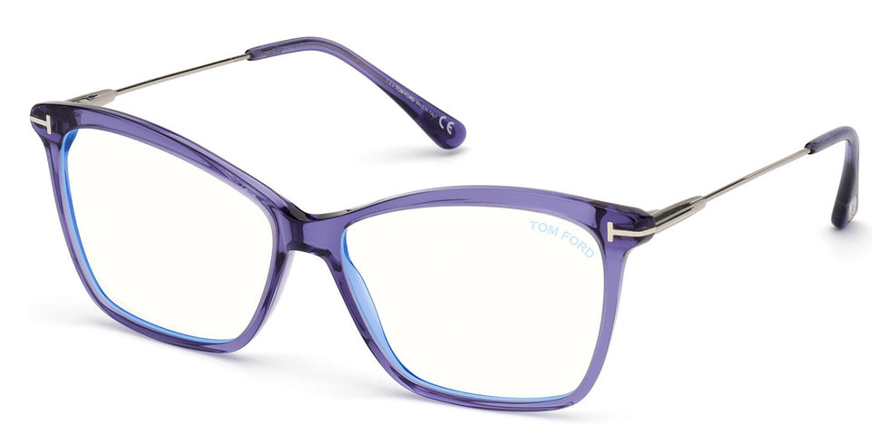 Tom Ford® FT5687-B FT5687-B 081 56 - 081 - Shiny Transparent Purple, Shiny Palladium / Blue Block Lenses Eyeglasses