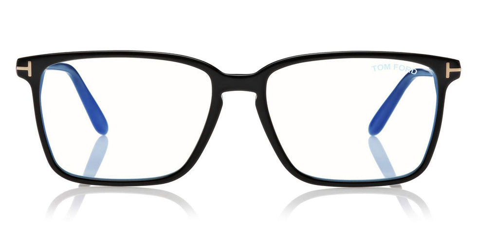 Tom Ford® FT5696-B FT5696-B 001 54 - 001 - Shiny Black / Blue Block Lenses Eyeglasses