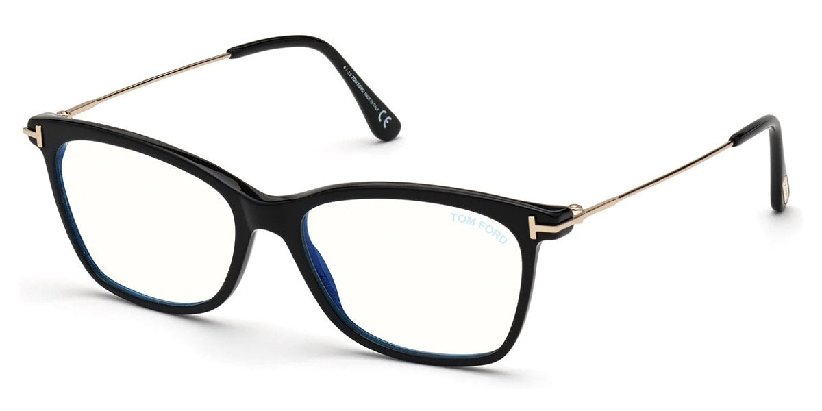 Tom Ford® FT5712-B FT5712-B 072 50 - 072 - Shiny Transparent Pink, Shiny Rose Gold Temples/ Blue Block Lenses Eyeglasses