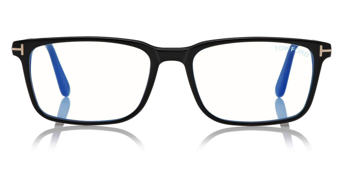 Tom Ford® FT5735-B FT5735-B 090 54 - 090 - Shiny Transparent Blue, Shiny Palladium t" Logo / Blue Block Lenses" Eyeglasses