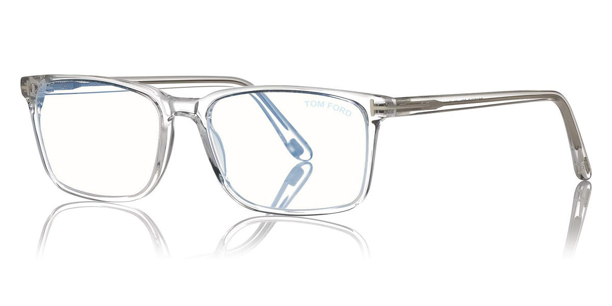 Tom Ford® FT5735-B FT5735-B 052 56 - 052 - Shiny Dark Havana, Shiny Rose Gold t" Logo / Blue Block Lenses" Eyeglasses