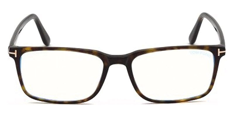 Tom Ford® FT5735-B FT5735-B 052 54 - 052 - Shiny Dark Havana, Shiny Rose Gold t" Logo / Blue Block Lenses" Eyeglasses
