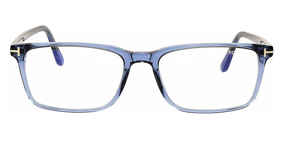 Tom Ford® FT5735-B FT5735-B 026 54 - 026 - Shiny Crystal, Shiny Palladium t" Logo / Blue Block Lenses" Eyeglasses