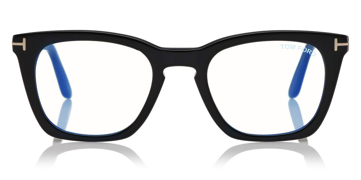 Tom Ford® FT5736-B FT5736-B 001 50 - 001 - Shiny Black, Shiny Rose Gold t" Logo / Blue Block Lenses" Eyeglasses