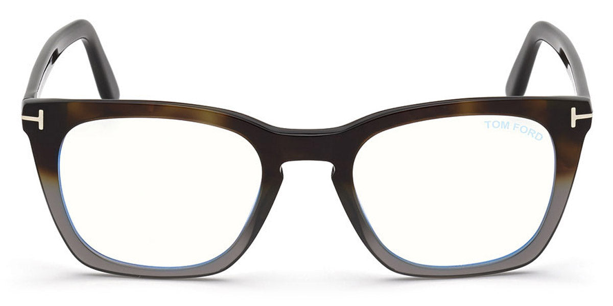Tom Ford® FT5736-B FT5736-B 055 50 - 055 - Shiny Havana To Grey, Shiny Palladium t" Logo / Blue Block Lenses" Eyeglasses