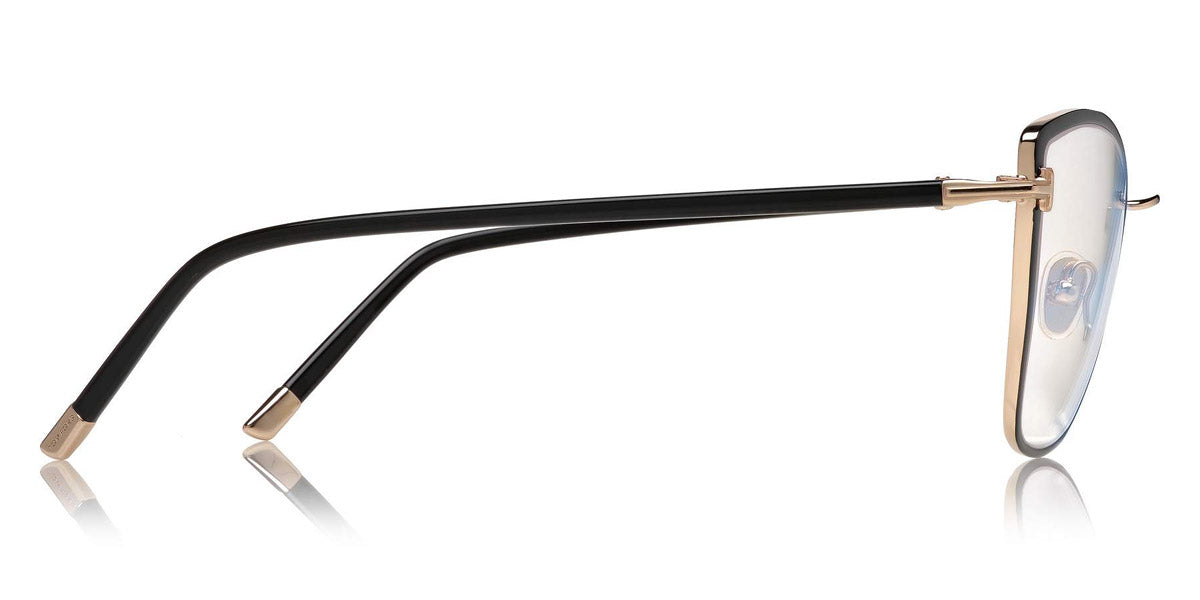 Tom Ford® FT5740-B FT5740-B 001 54 - 001 - Black Enamel, Shiny Rose Gold, Shiny Black, t" Logo/blue Block Lenses" Eyeglasses