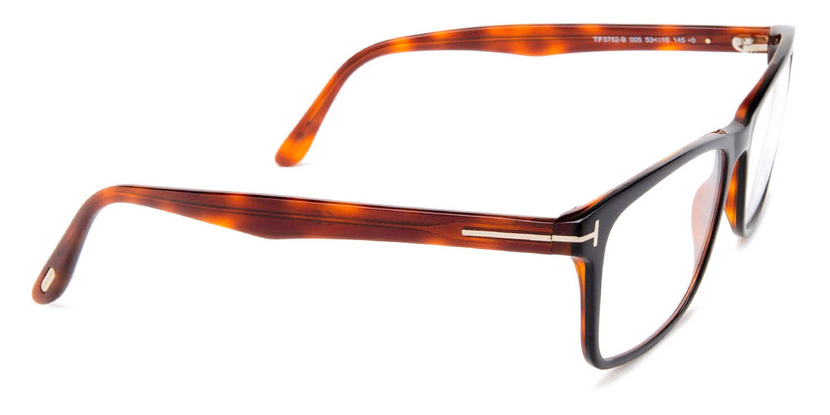 Tom Ford® FT5752-B FT5752-B 020 55 - 020 - Shiny Transparent Grey, t" Logo / Blue Block Lenses" Eyeglasses