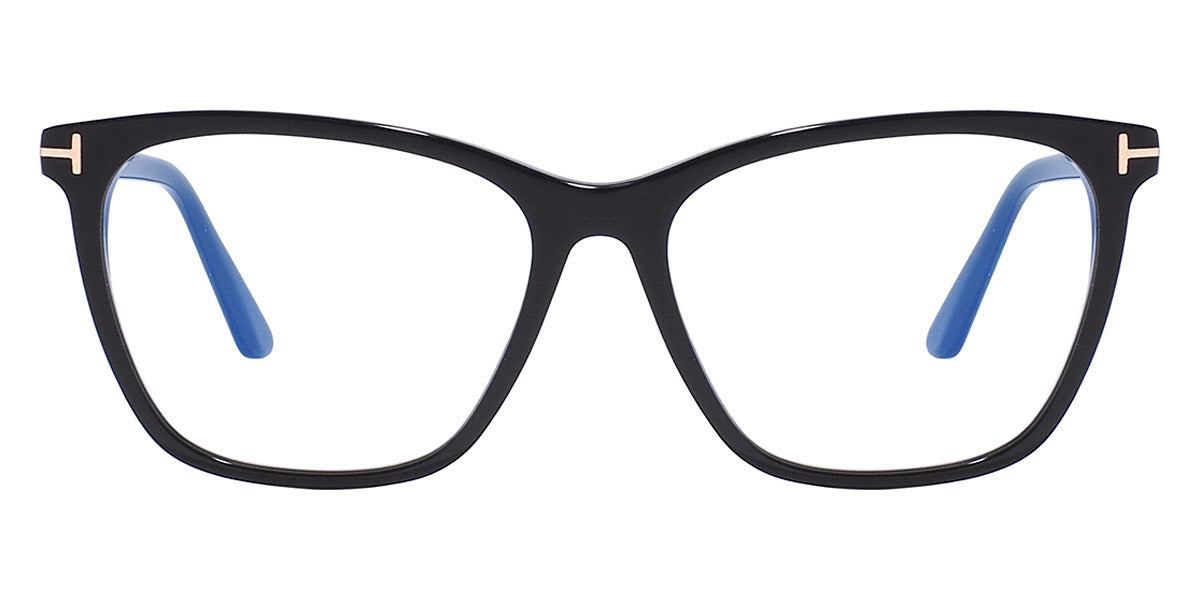 Tom Ford® FT5762-B FT5762-B 001 55 - 001 - Shiny Rose Champagne, t" Logo / Blue Block Lenses" Eyeglasses
