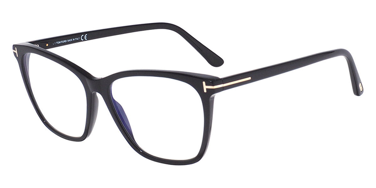 Tom Ford® FT5762-B FT5762-B 001 55 - 001 - Shiny Rose Champagne, t" Logo / Blue Block Lenses" Eyeglasses