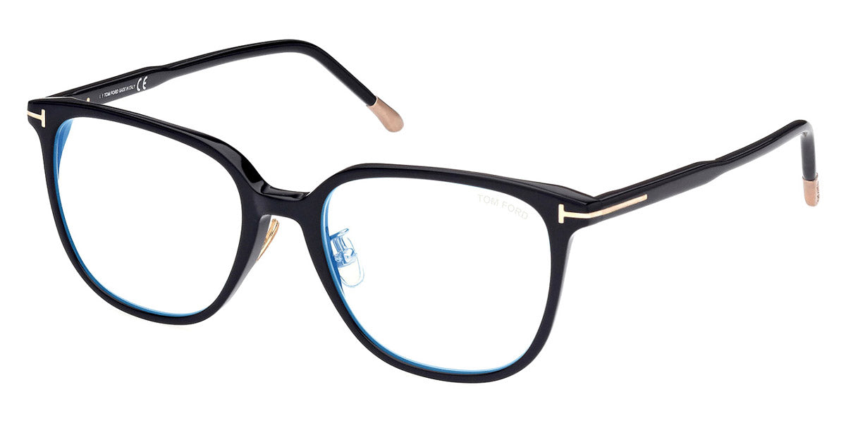 Tom Ford® FT5778-D-B FT5778-D-B 001 53 - 001 - Shiny Black, t" Logo / Blue Block Lenses" Eyeglasses