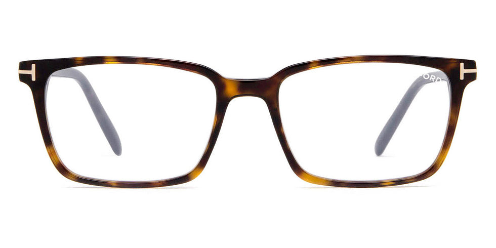 Tom Ford® FT5802-B FT5802-B 052 55 - 052 - Shiny Classic Dark Havana, t" Logo/ Blue Block Lenses" Eyeglasses
