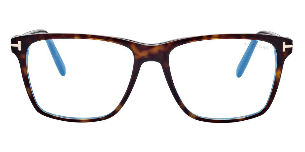 Tom Ford® FT5817-B FT5817-B 052 56 - 052 - Shiny Dark Havana, t" Logo / Blue Block Lenses" Eyeglasses