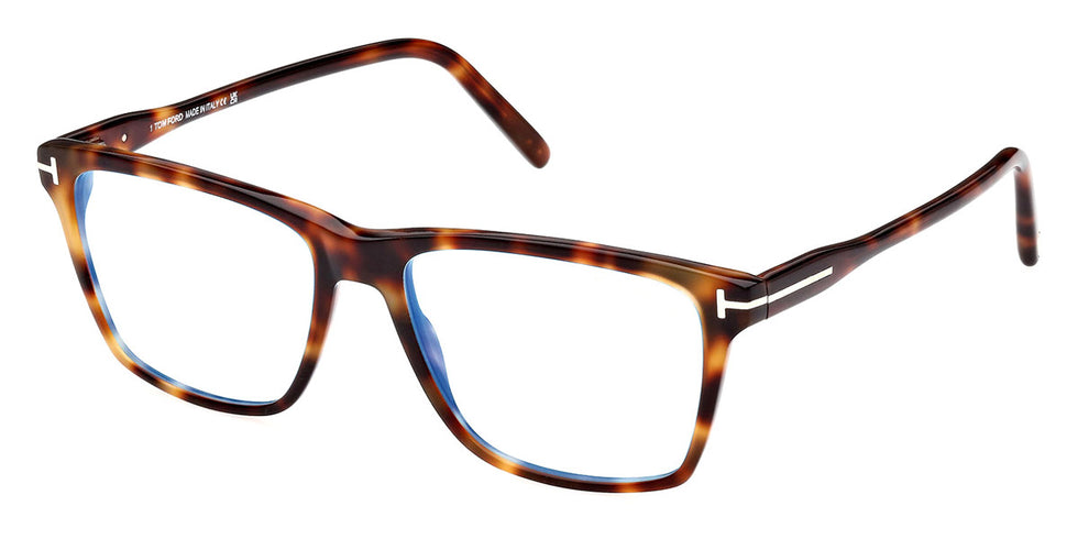 Tom Ford® FT5817-B FT5817-B 053 56 - 053 - Shiny Blonde Havana, t" Logo / Blue Block Lenses" Eyeglasses