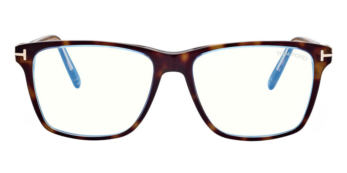 Tom Ford® FT5817-B FT5817-B 055 56 - 055 - Shiny Bilayer Transp Blue & Classic Havana, t" Logo/blue Block Lenses" Eyeglasses