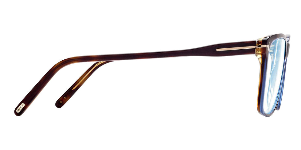 Tom Ford® FT5817-B FT5817-B 055 56 - 055 - Shiny Bilayer Transp Blue & Classic Havana, t" Logo/blue Block Lenses" Eyeglasses